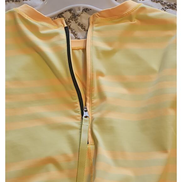 Lululemon Warm Up Crew Womens 4 Running Striped Yellow Yoga Activewear Long Slve - Picture 12 of 16